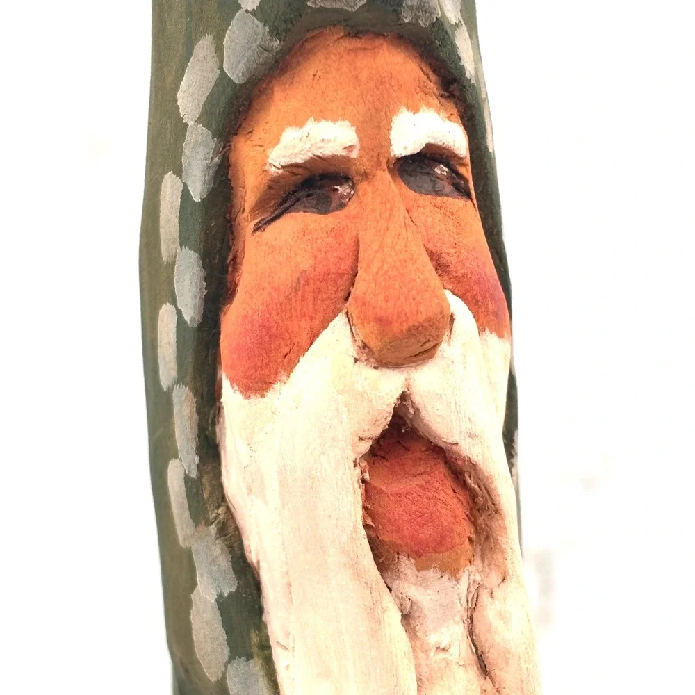 Hand Carved Wood Santa Figure Brenda Yeager Moore '97 Folk Art Christmas Carving